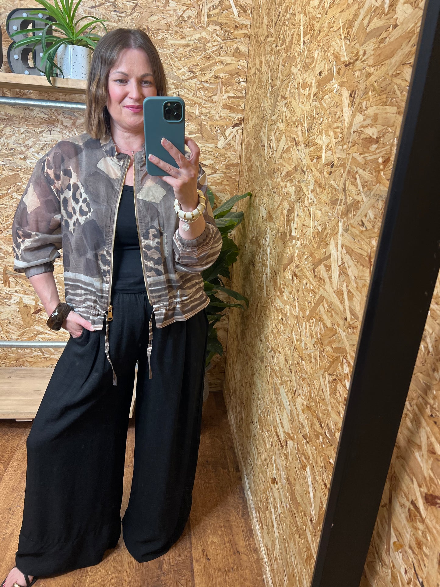 Lightweight Animal Print Bomber Jacket