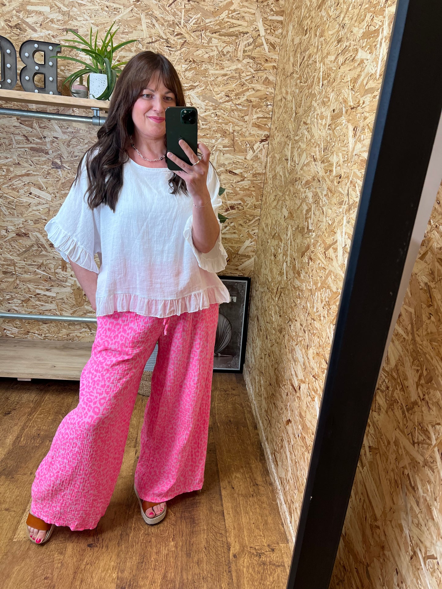 Leopard Cheesecloth Trousers