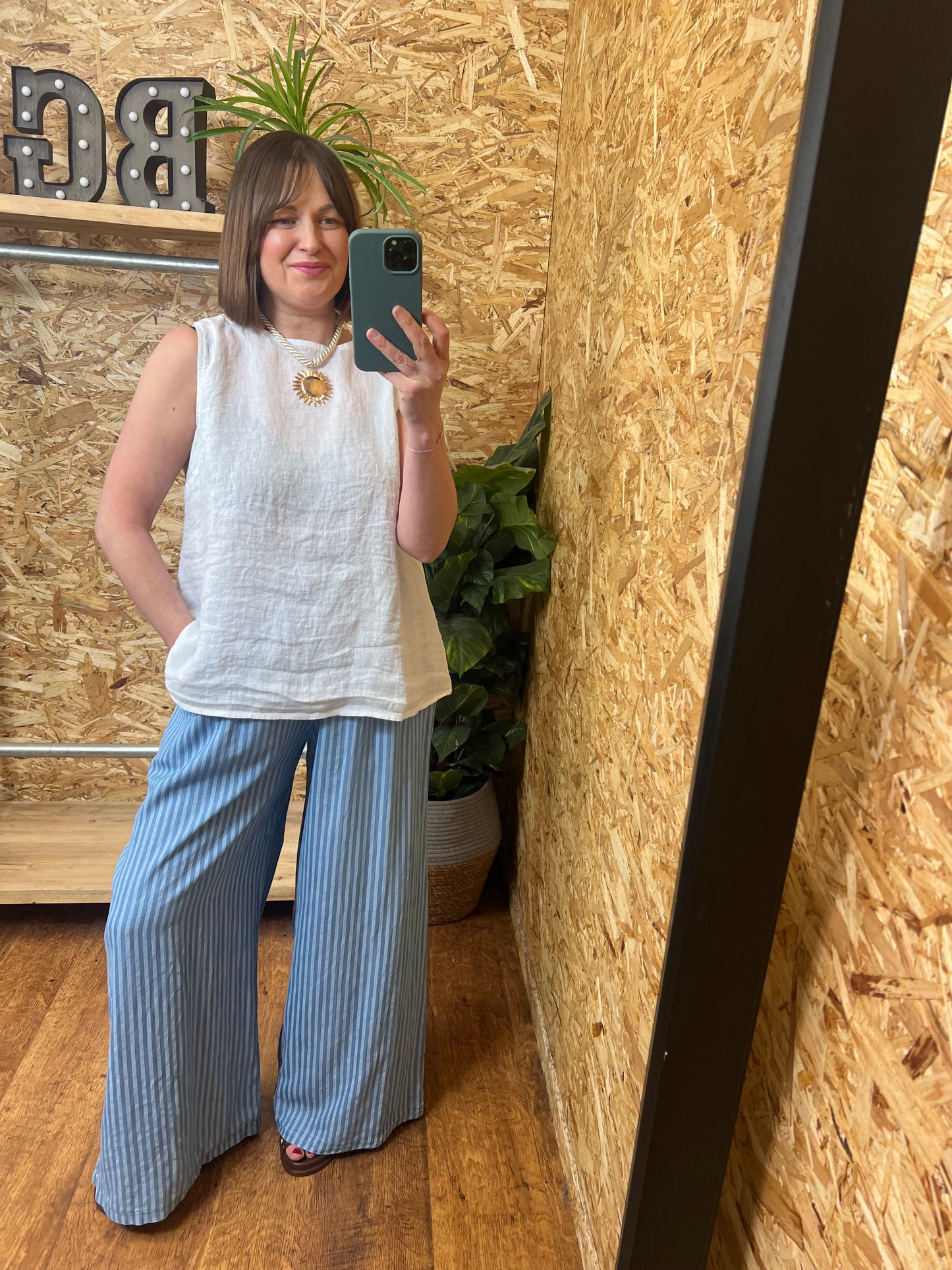 Lottie Linen Button Back Top