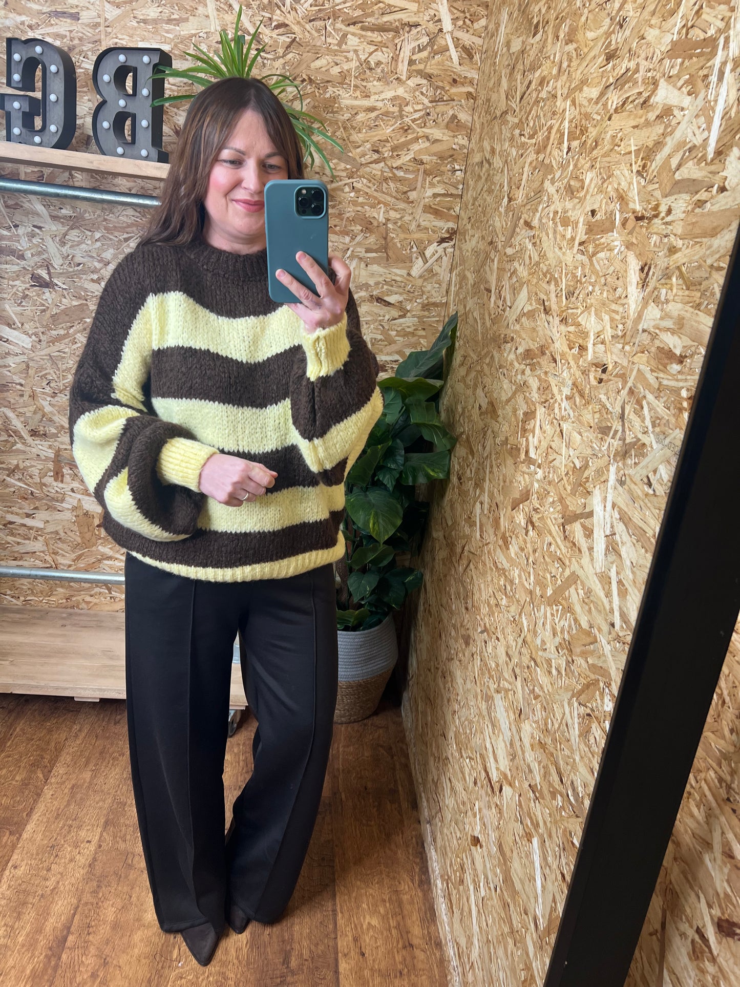 Stripe Balloon Sleeve Knit