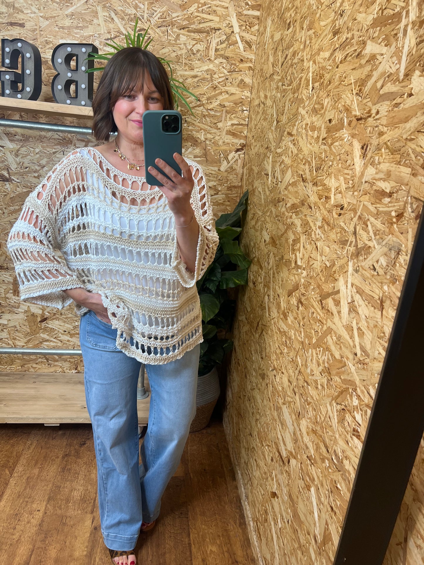 Simone Metallic Crochet Top