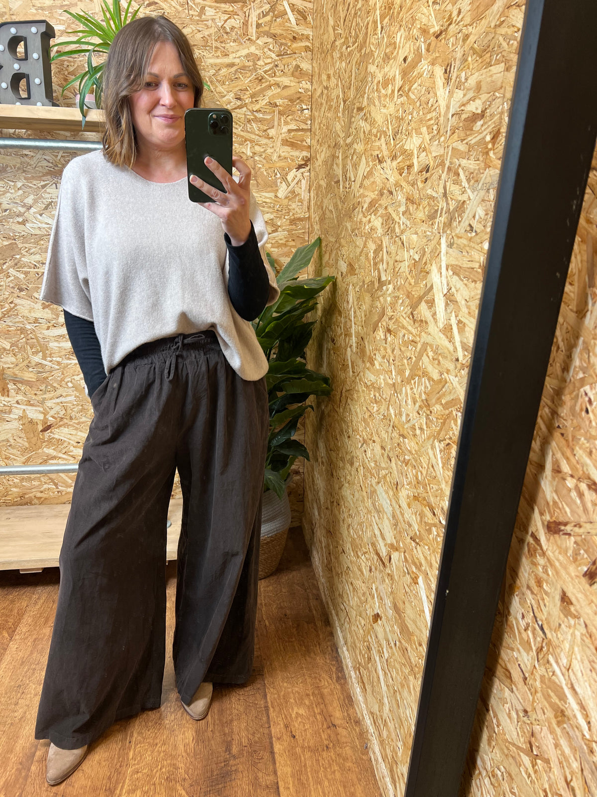 Needlecord Wide Leg Trousers