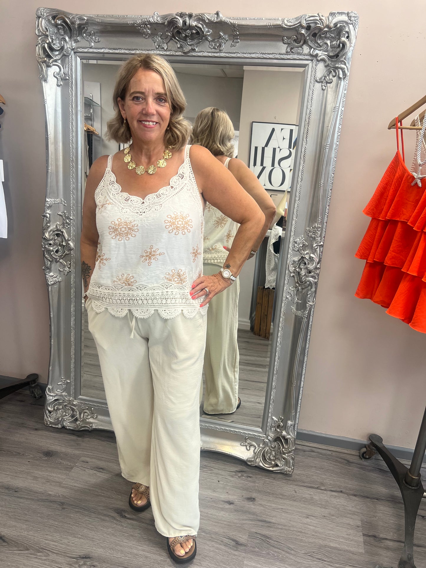 Pattern Lace Trim Cami