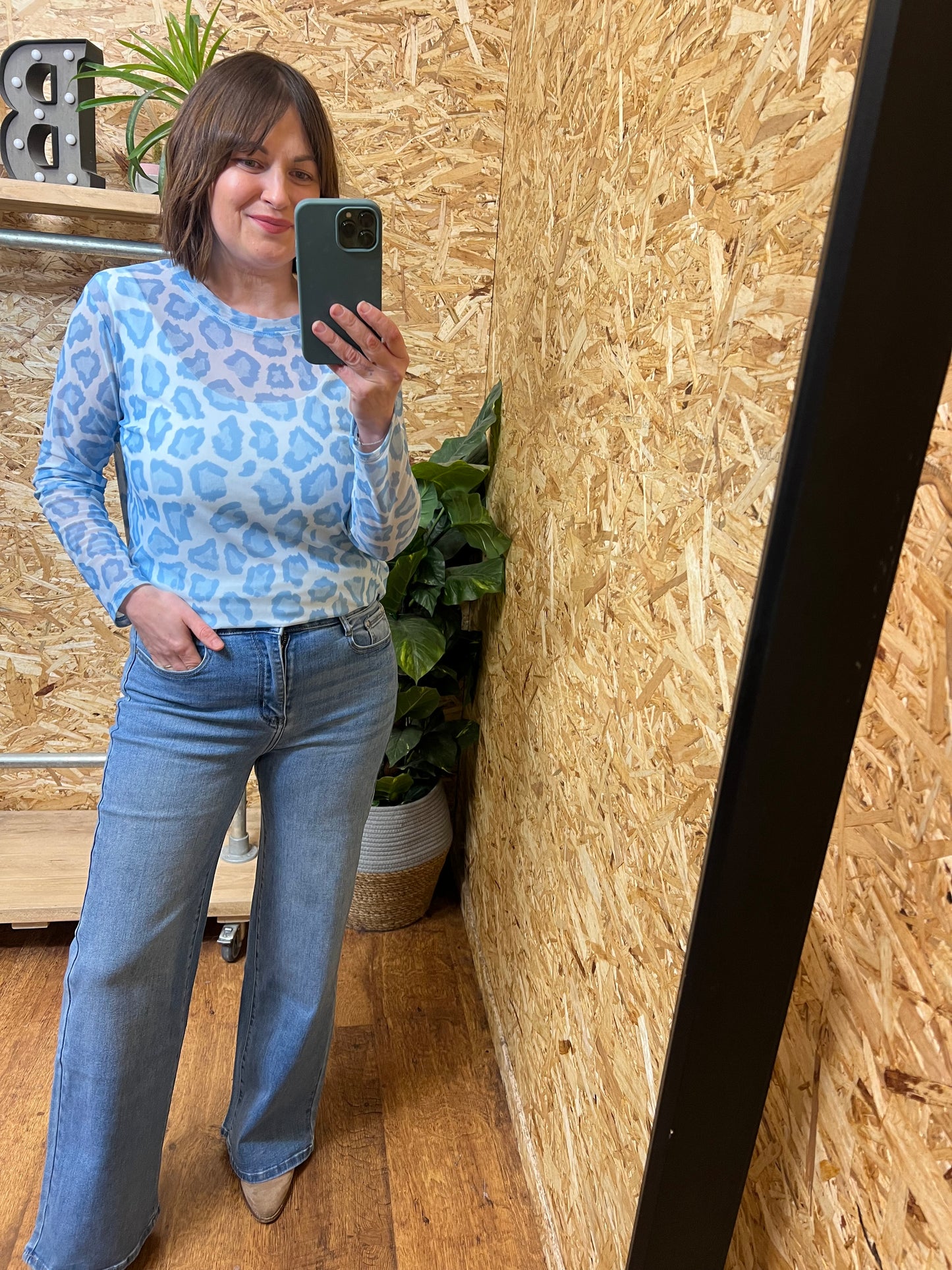 Lena Animal Print Mesh Top