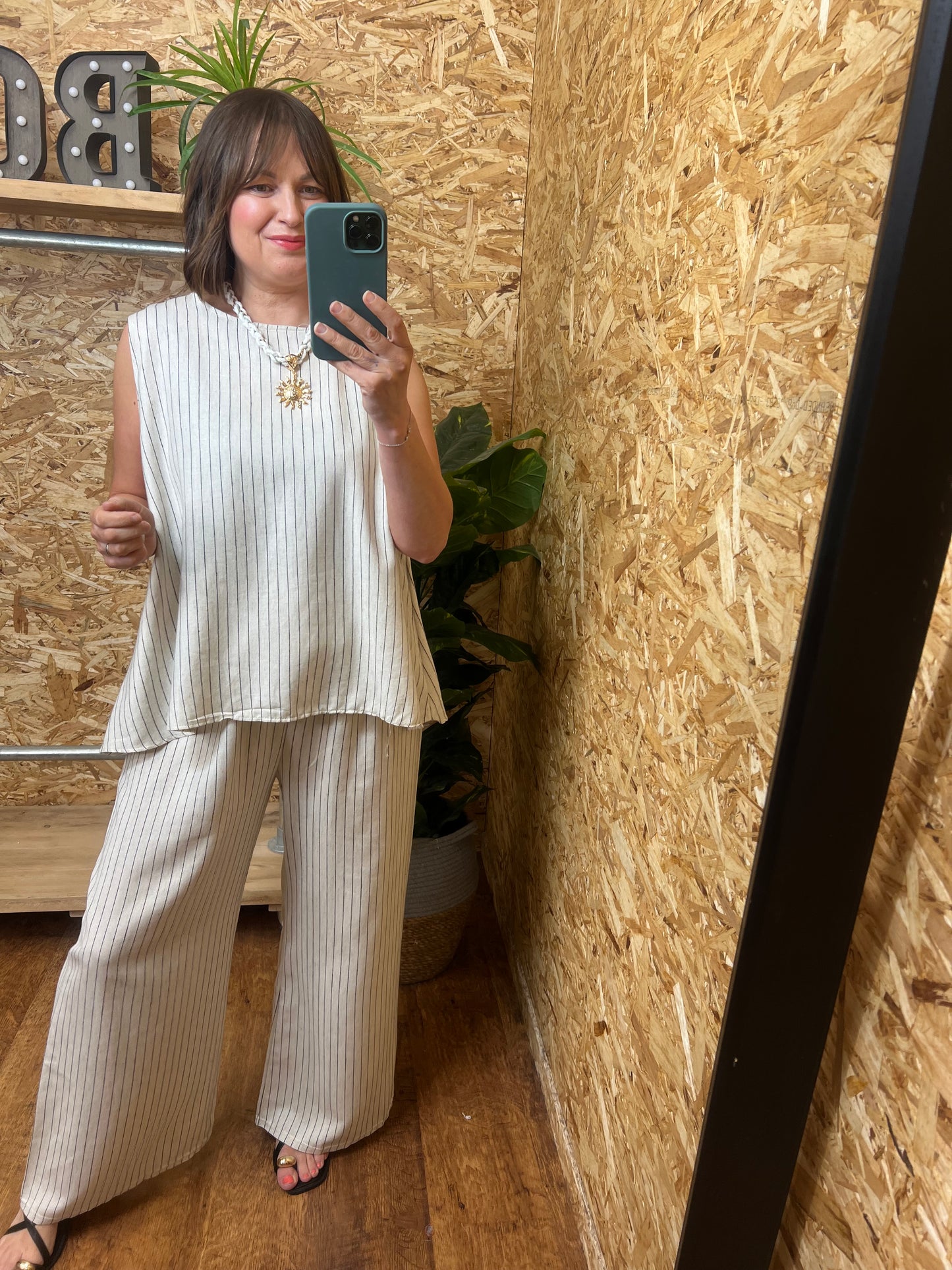 Tie Belt Stripe Trousers