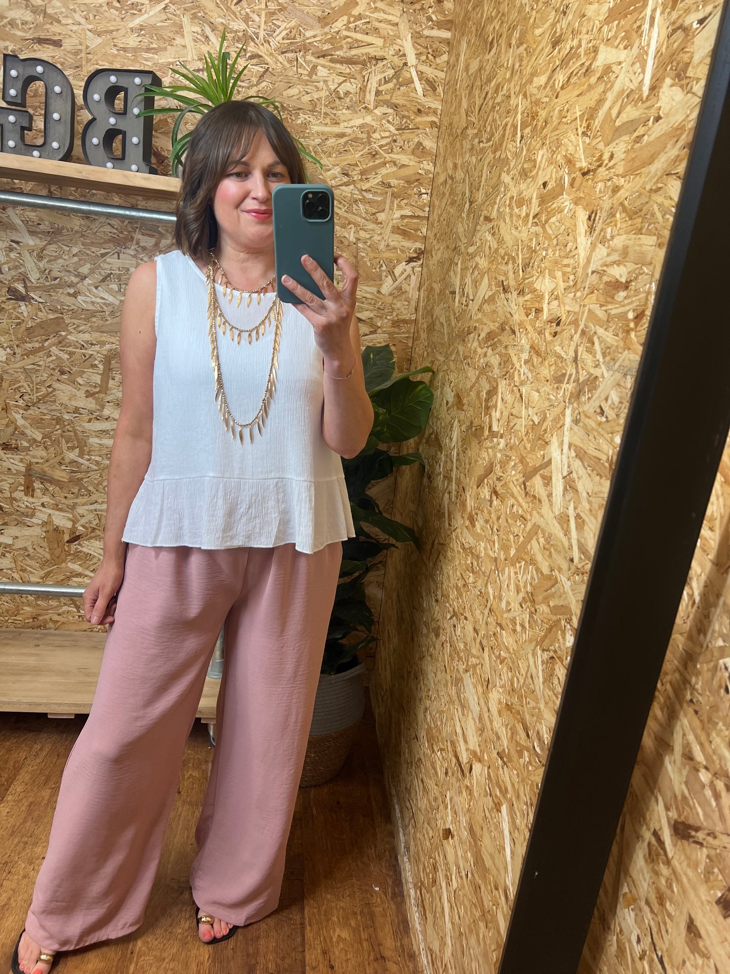 Raya Plisse Button Top