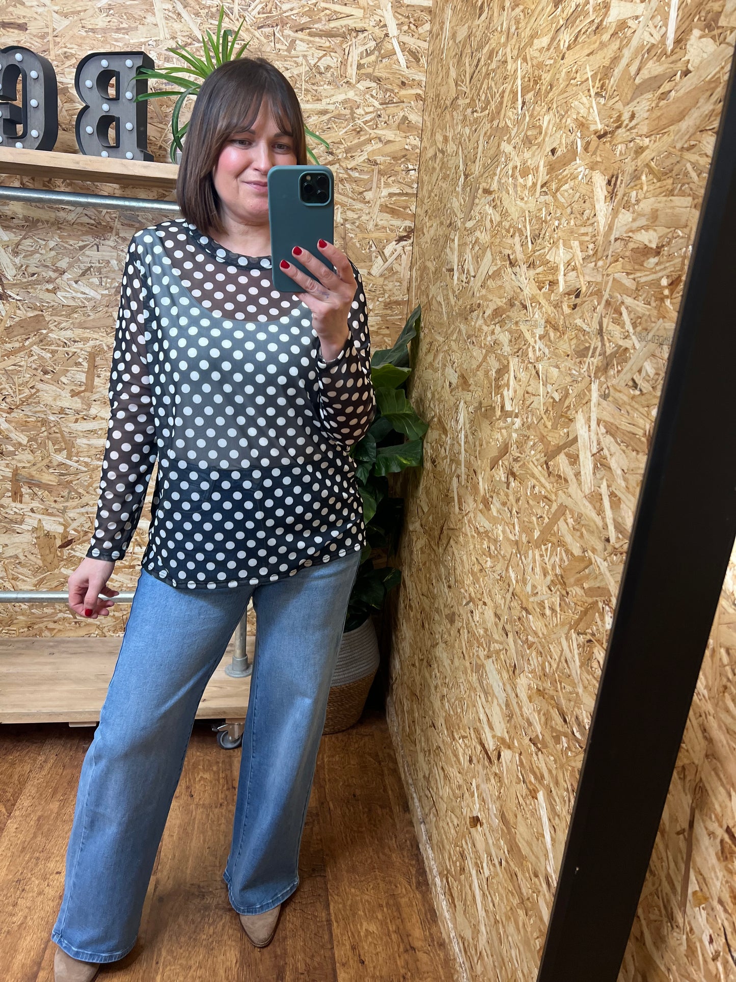 Polka Dot Mesh Top