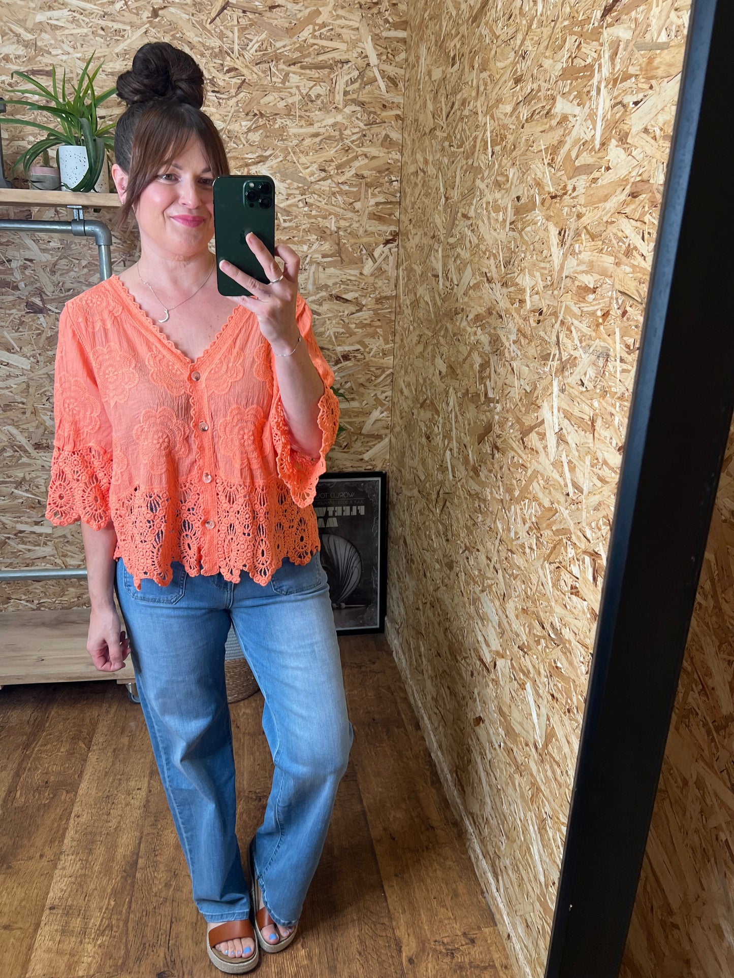 Lana Crochet Button Top