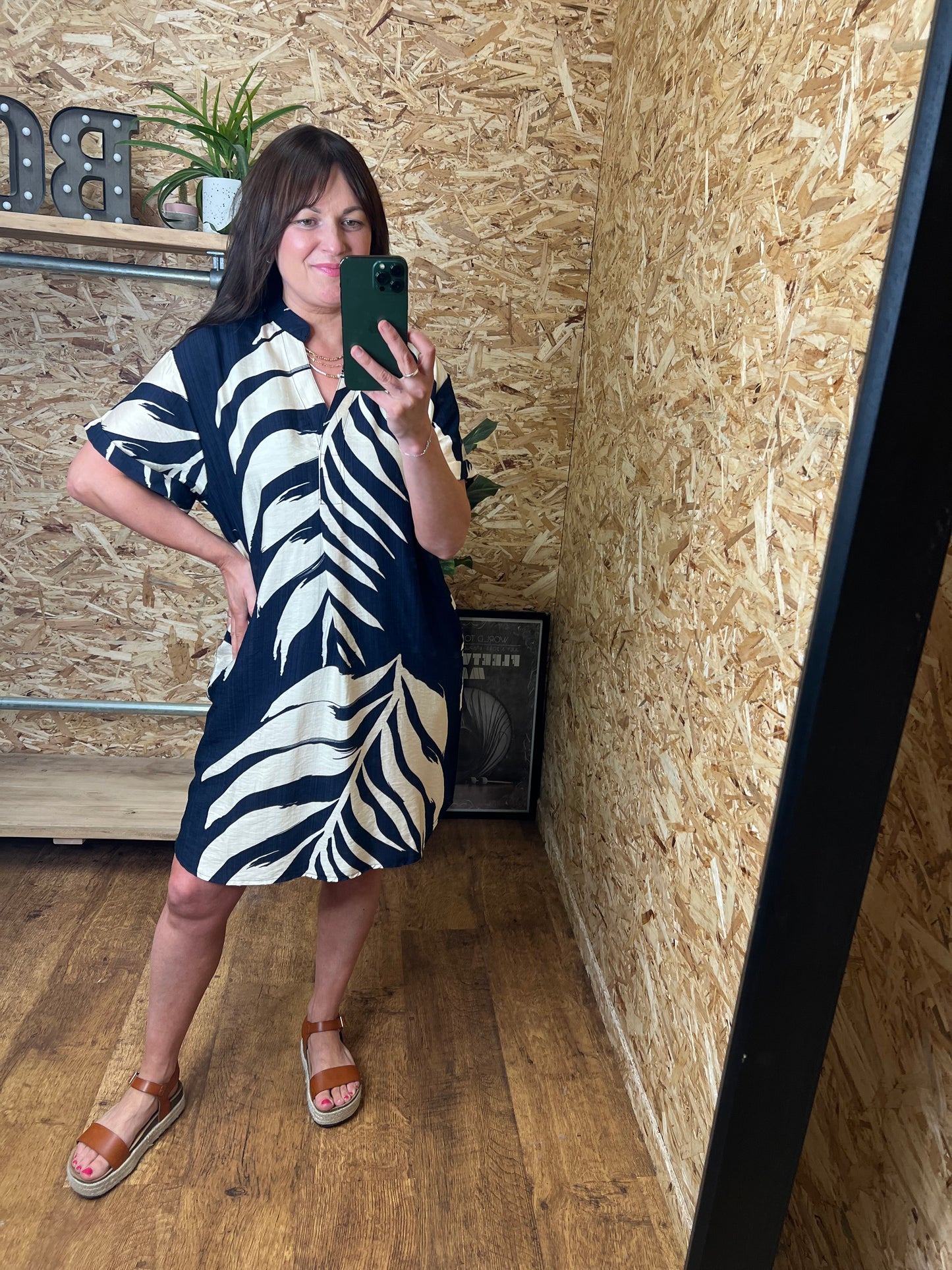 Palm Print Tunic Dress