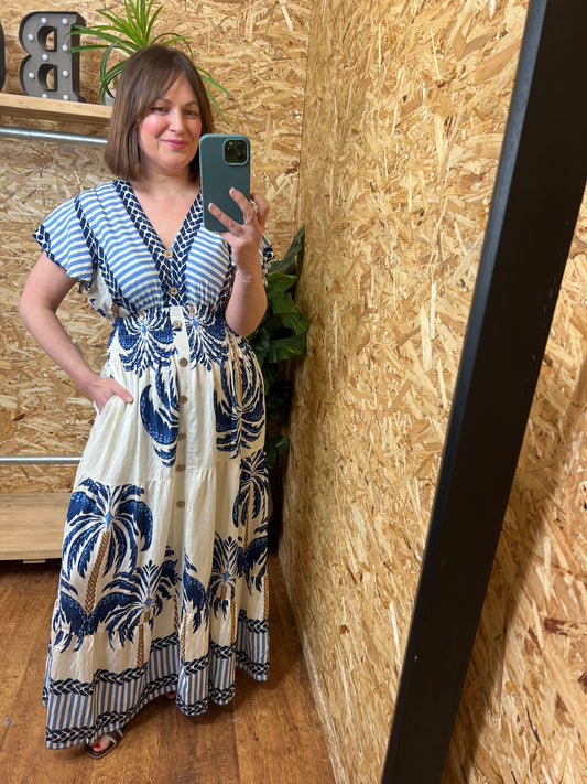 Palm Print Maxi Dress