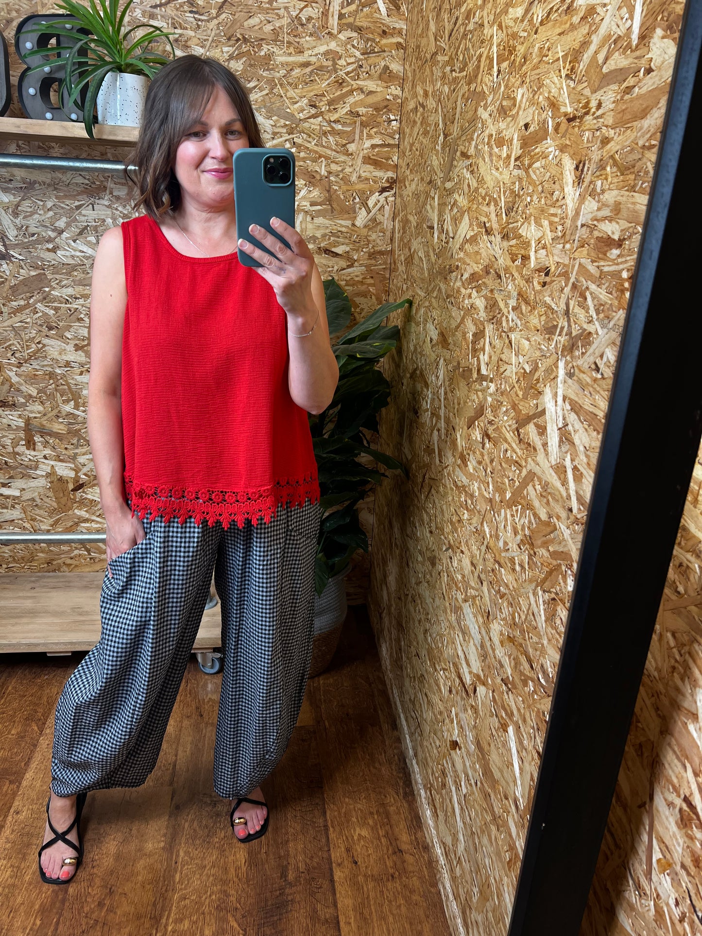 Crochet Trim Sleeveless Top