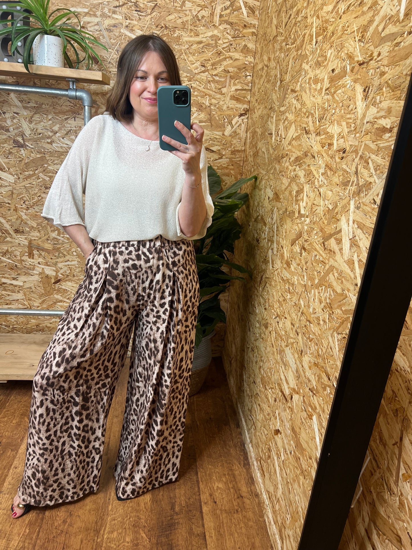 Leopard Wide Leg Trousers