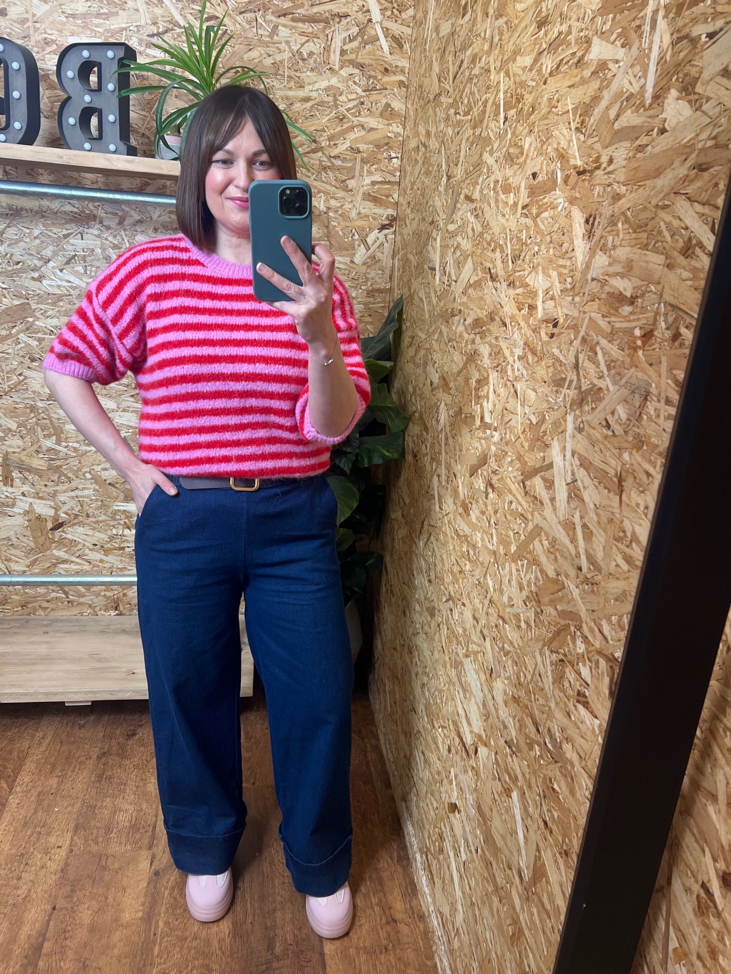 Short Sleeve Stripe Knit