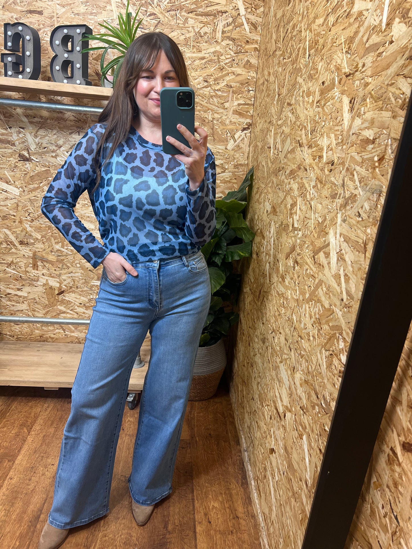 Lena Animal Print Mesh Top