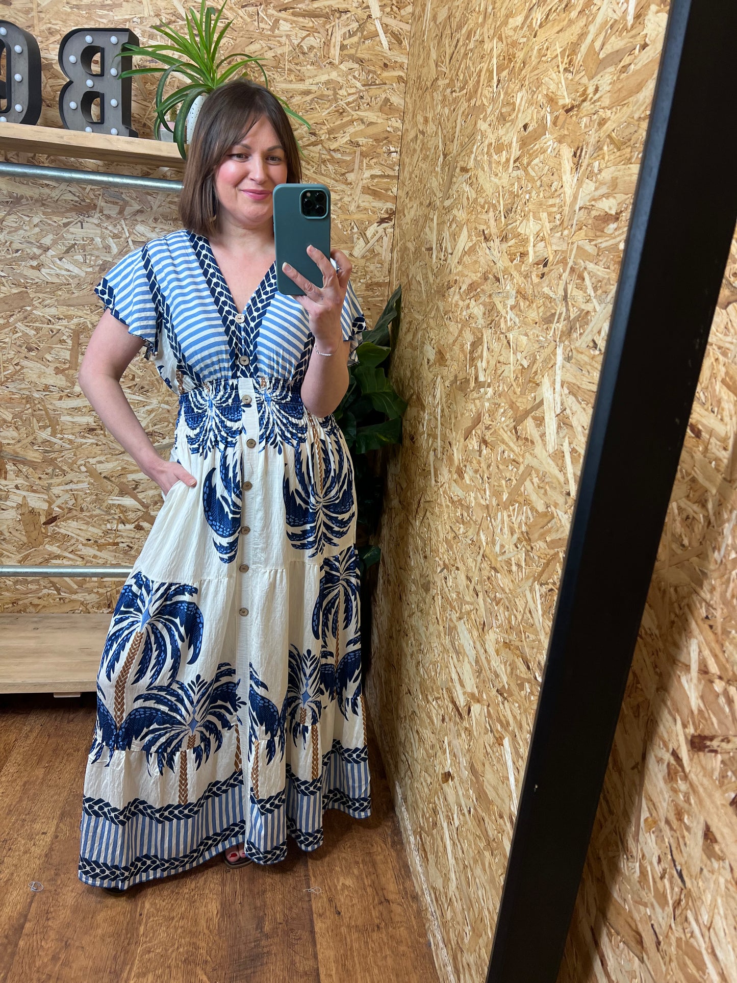 Palm Print Maxi Dress