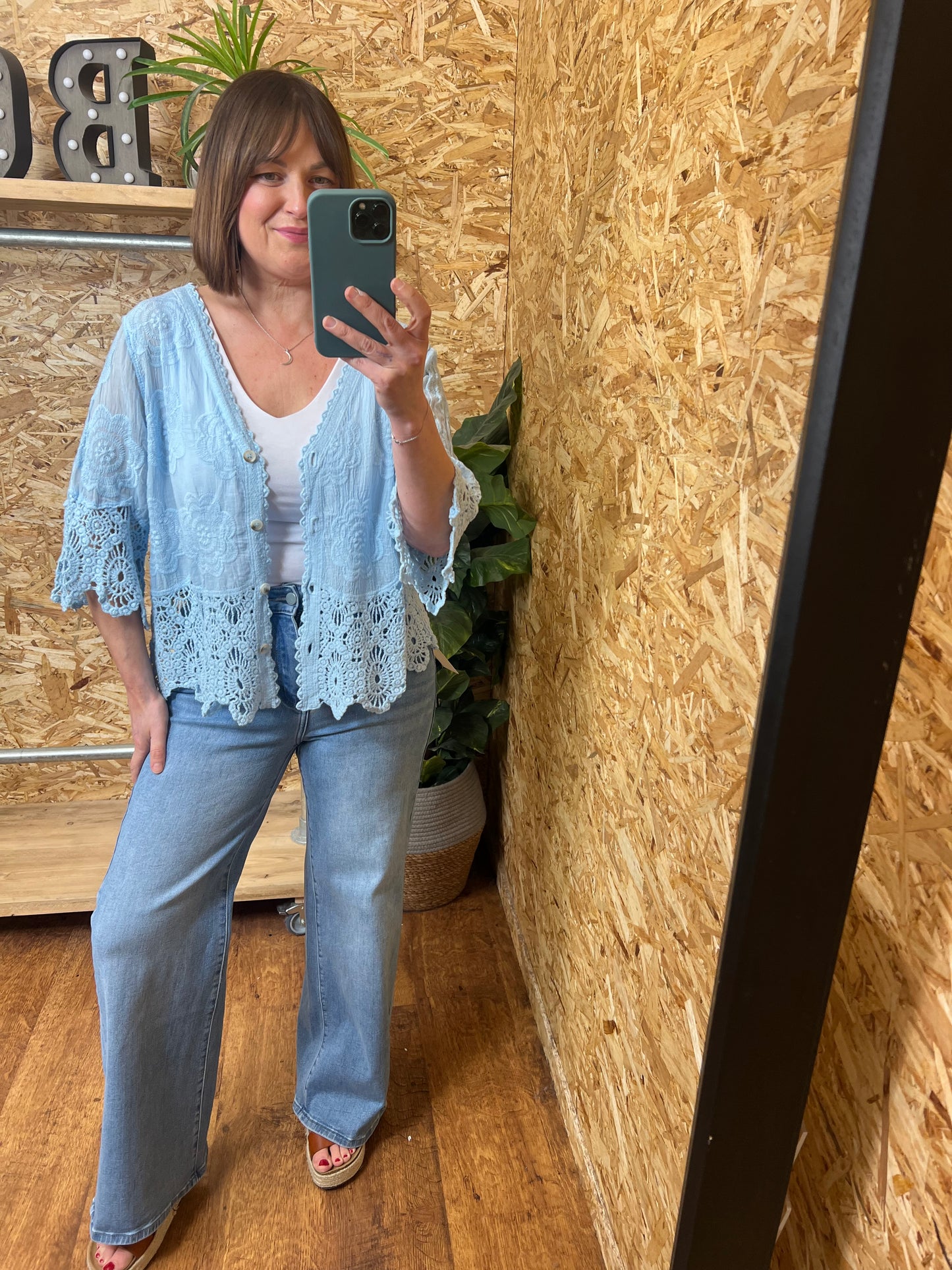 Flower Crochet Button Top