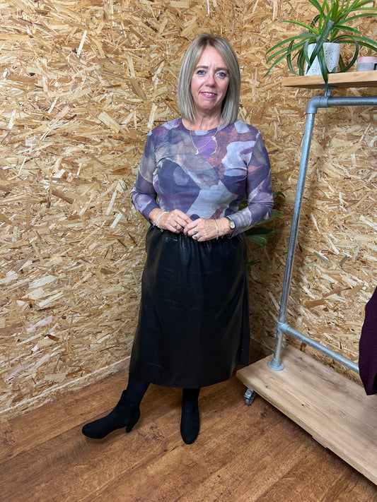 A Line PU Skirt