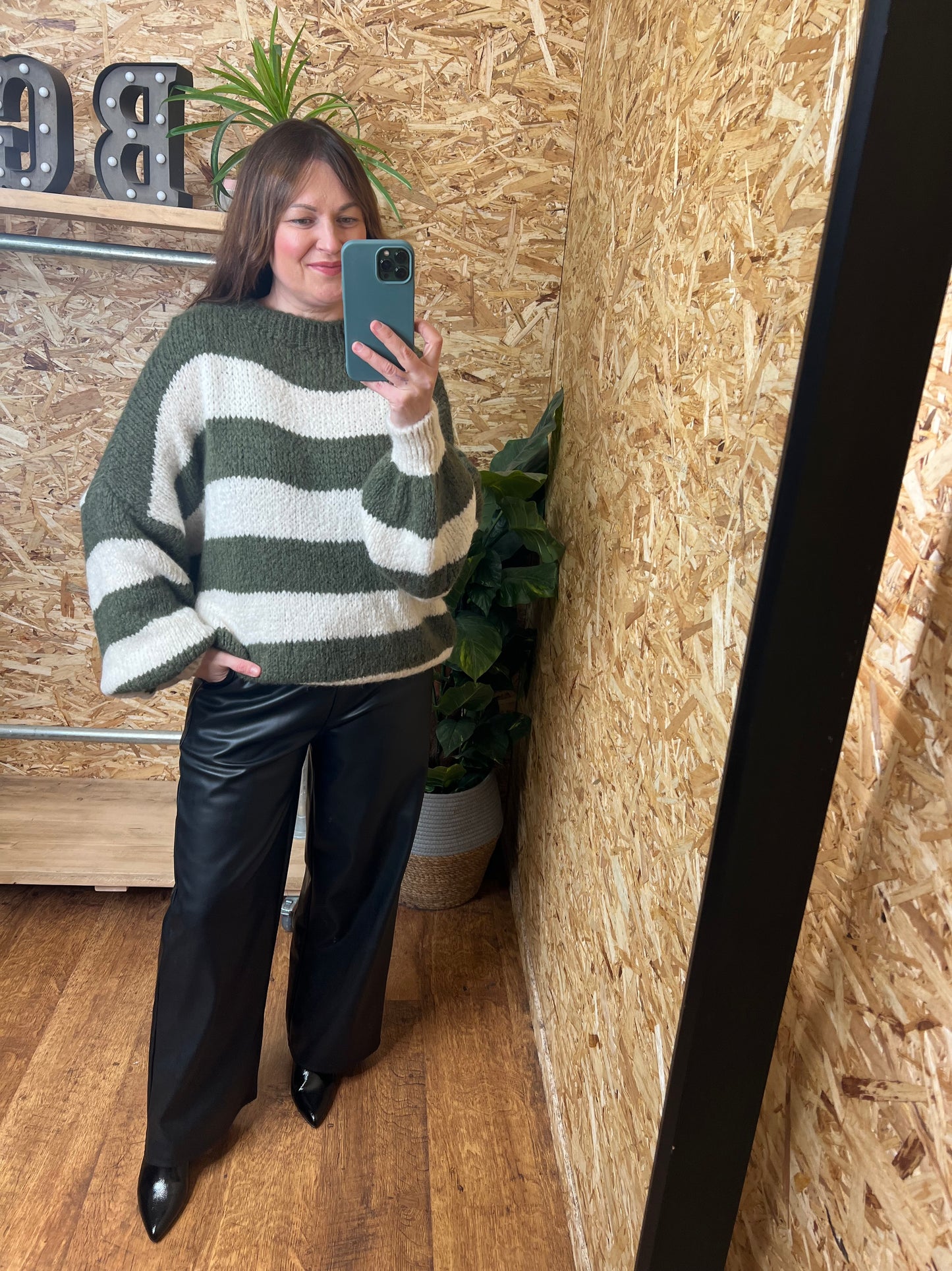 Stripe Balloon Sleeve Knit