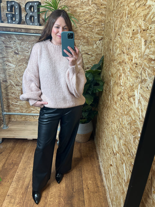 Balloon Sleeve Knit- Dusky Pink