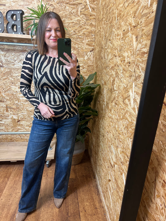 Zebra Cashmere Mix Top