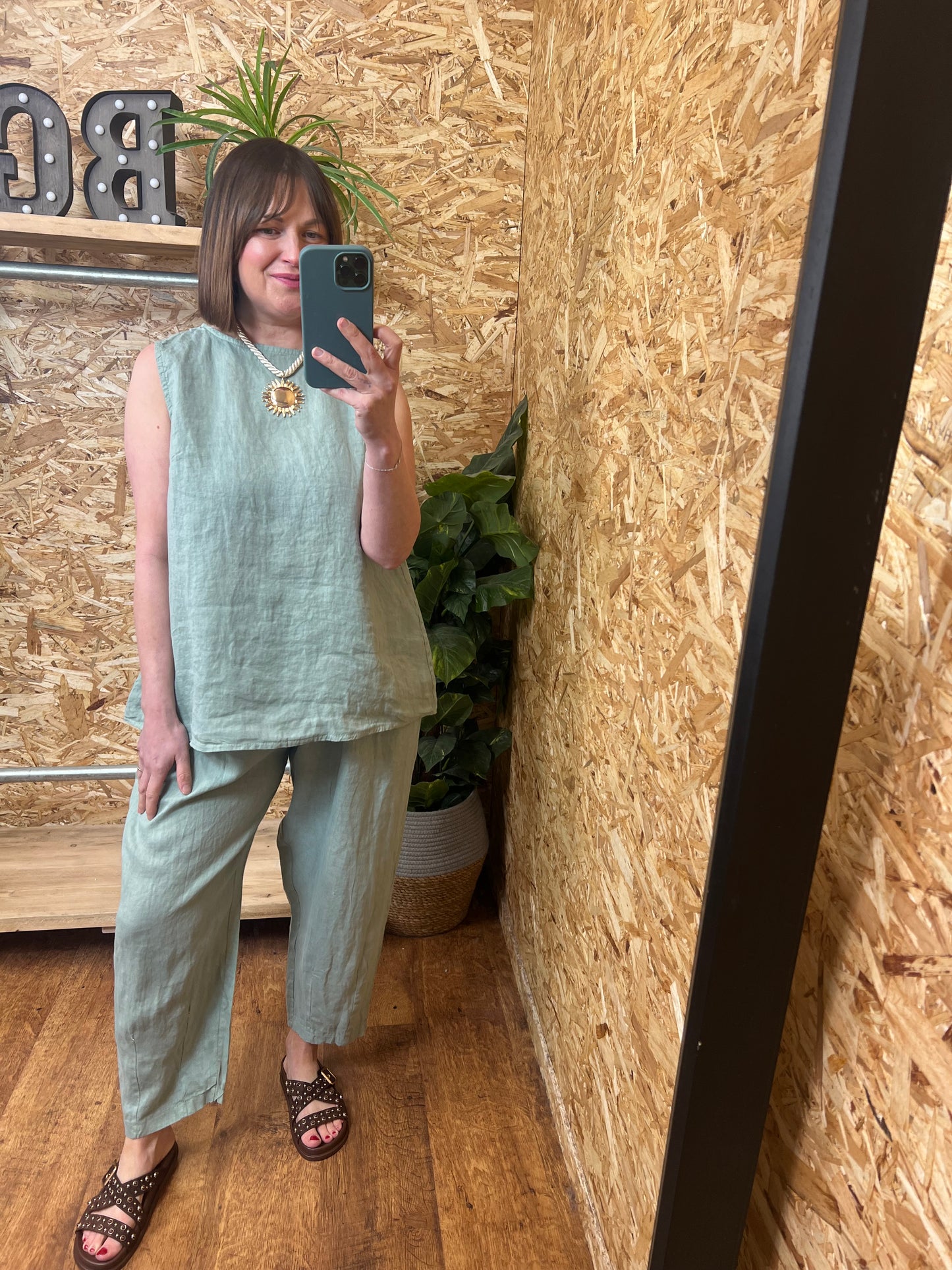 Lottie Linen Button Back Top