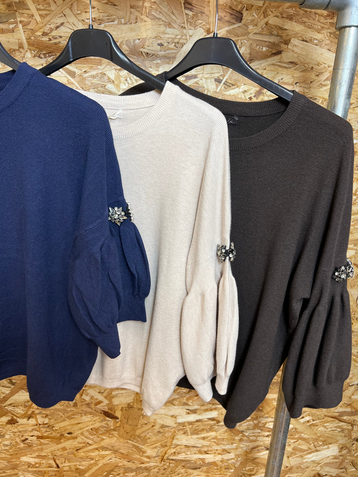 Diamonte Sleeve Detail Knit