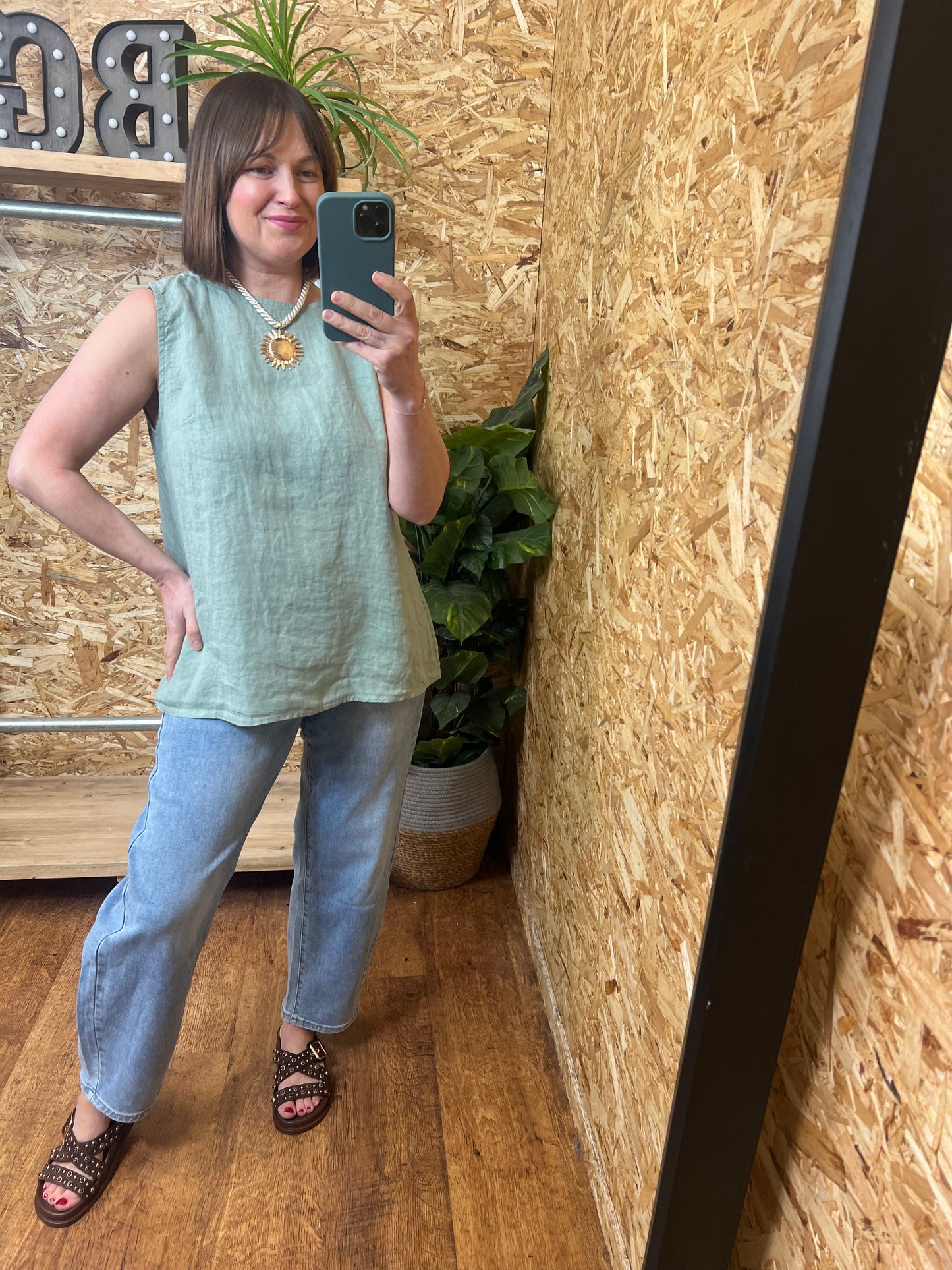 Lottie Linen Button Back Top