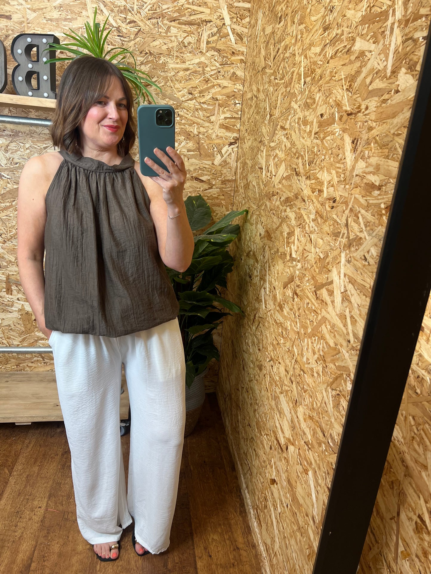 Crinkle Halter Tie Top
