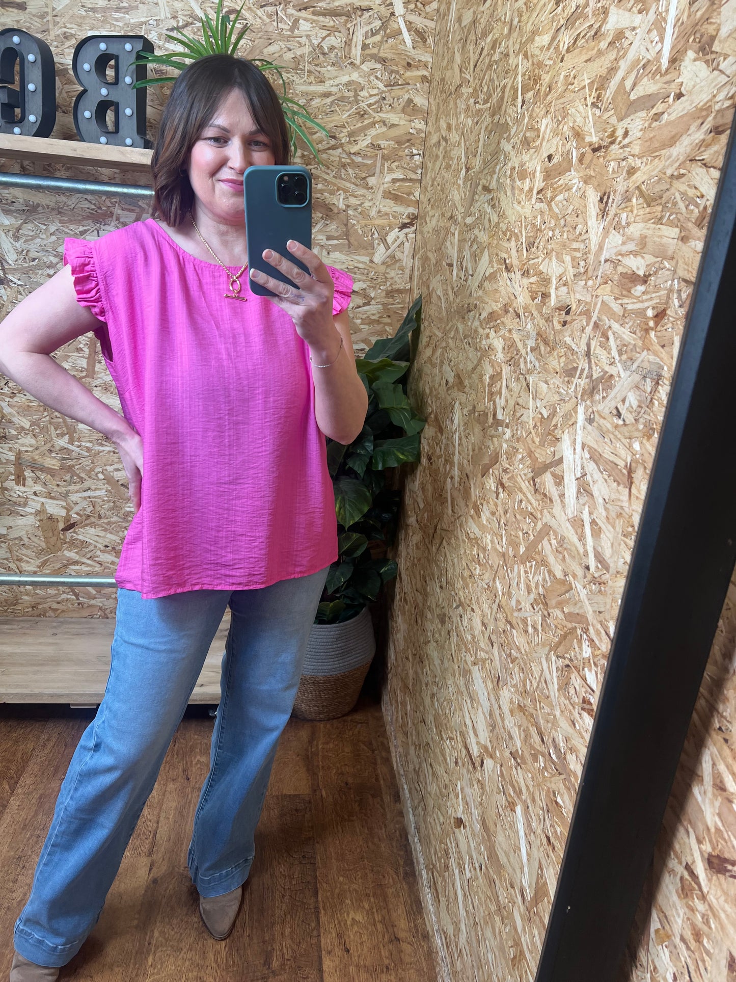 Lucie Frill Button Back Top