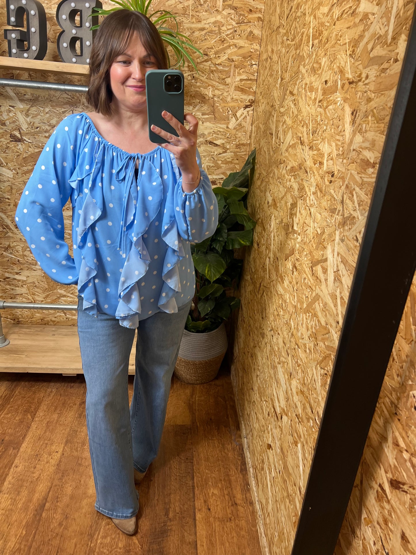 Polka Dot Frill Blouse