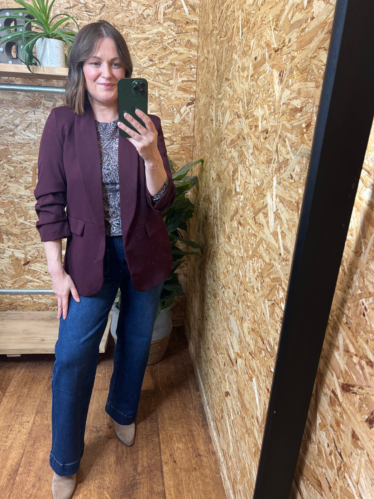 Ruched Sleeve Blazer