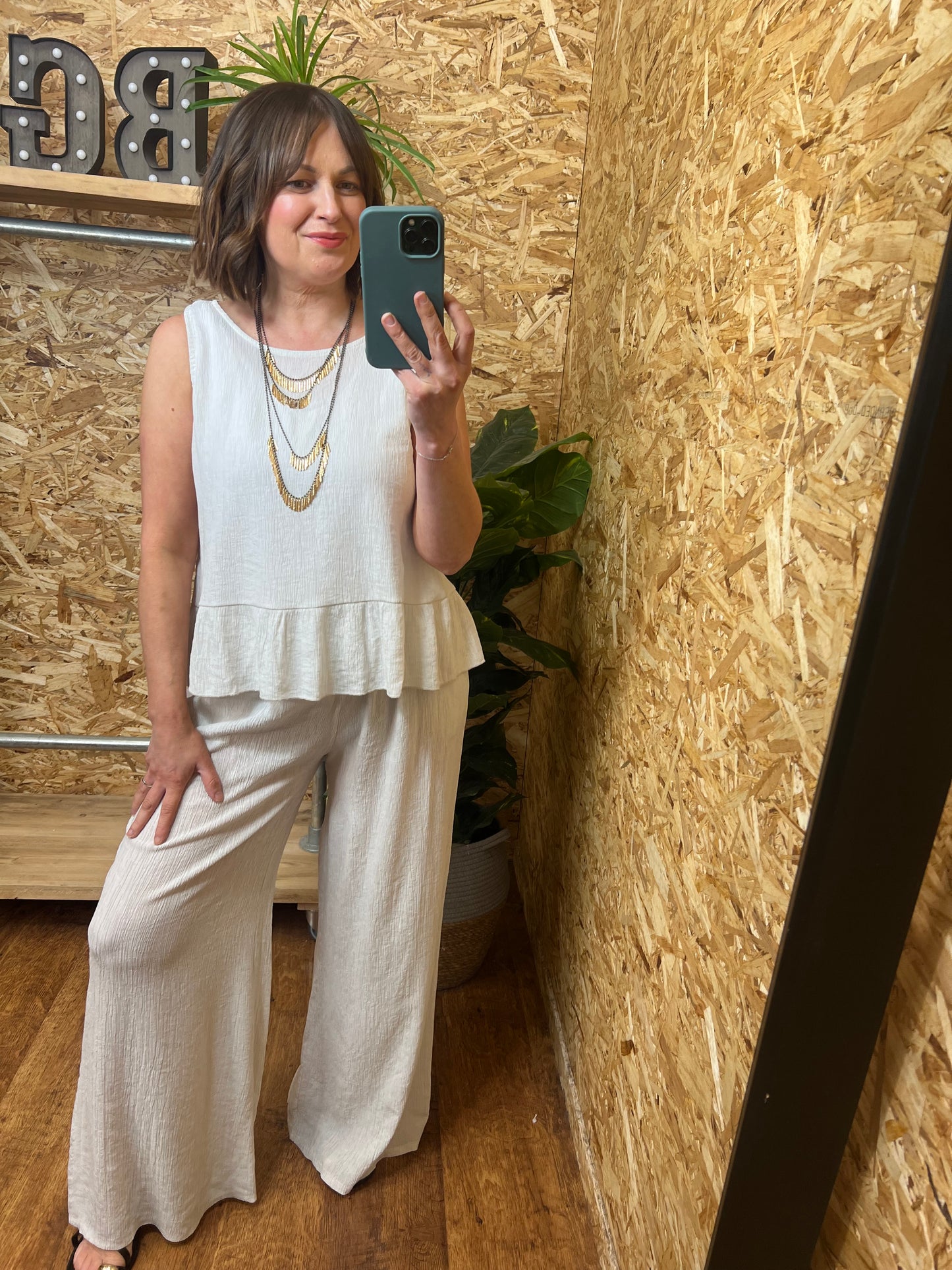 Raya Plisse Button Top