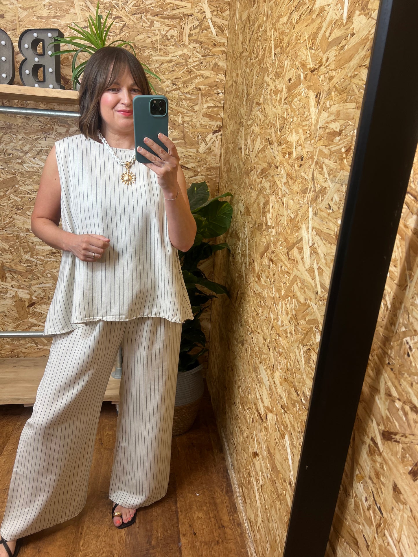 Stripe Button Back Top