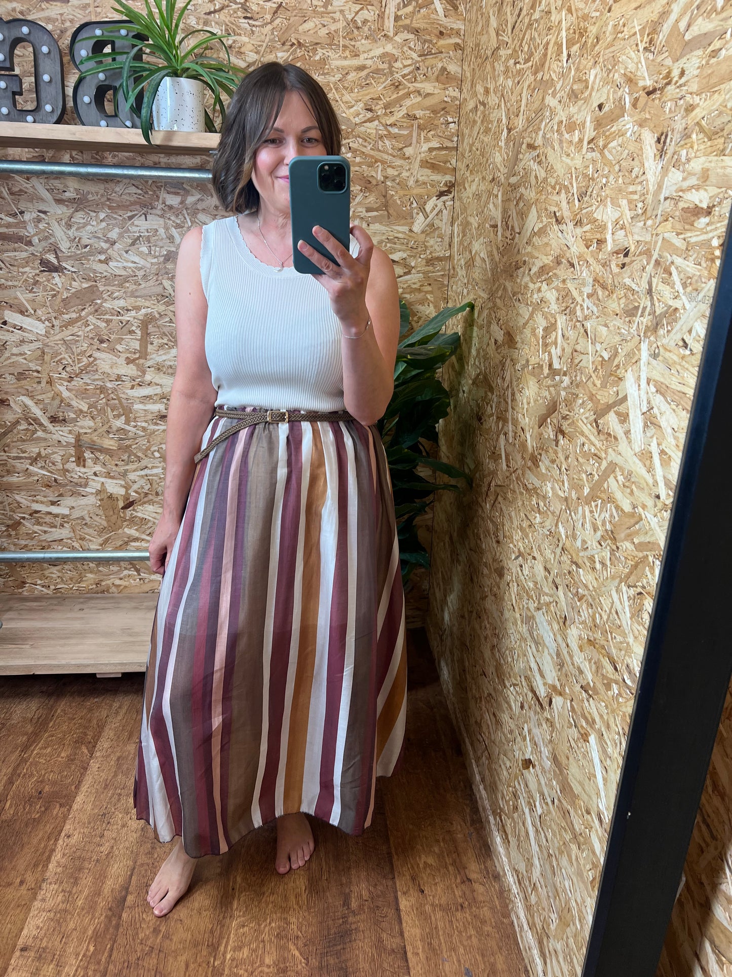 Stripe Belted Skirt