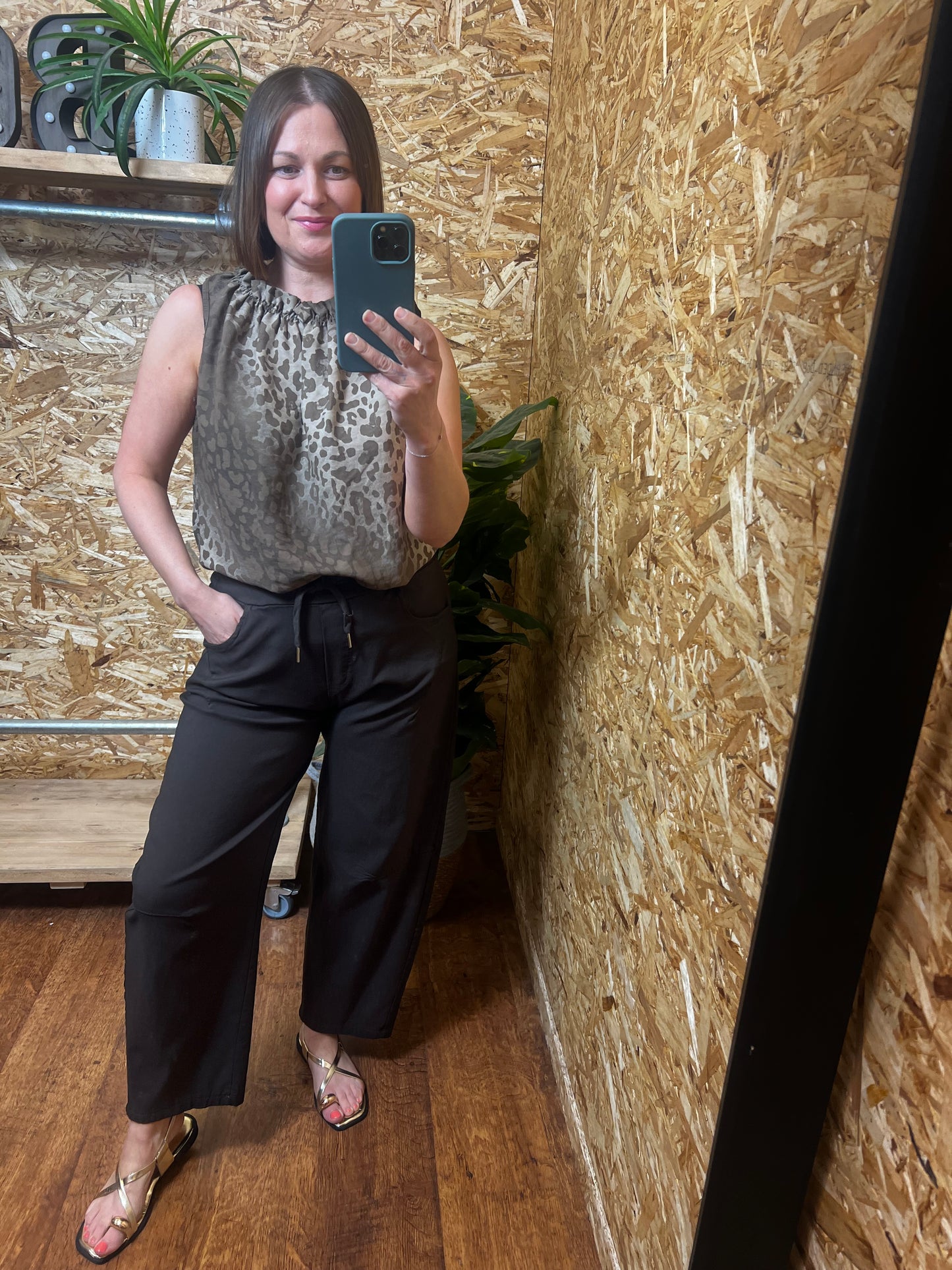 Leopard Ruffle Neck Top