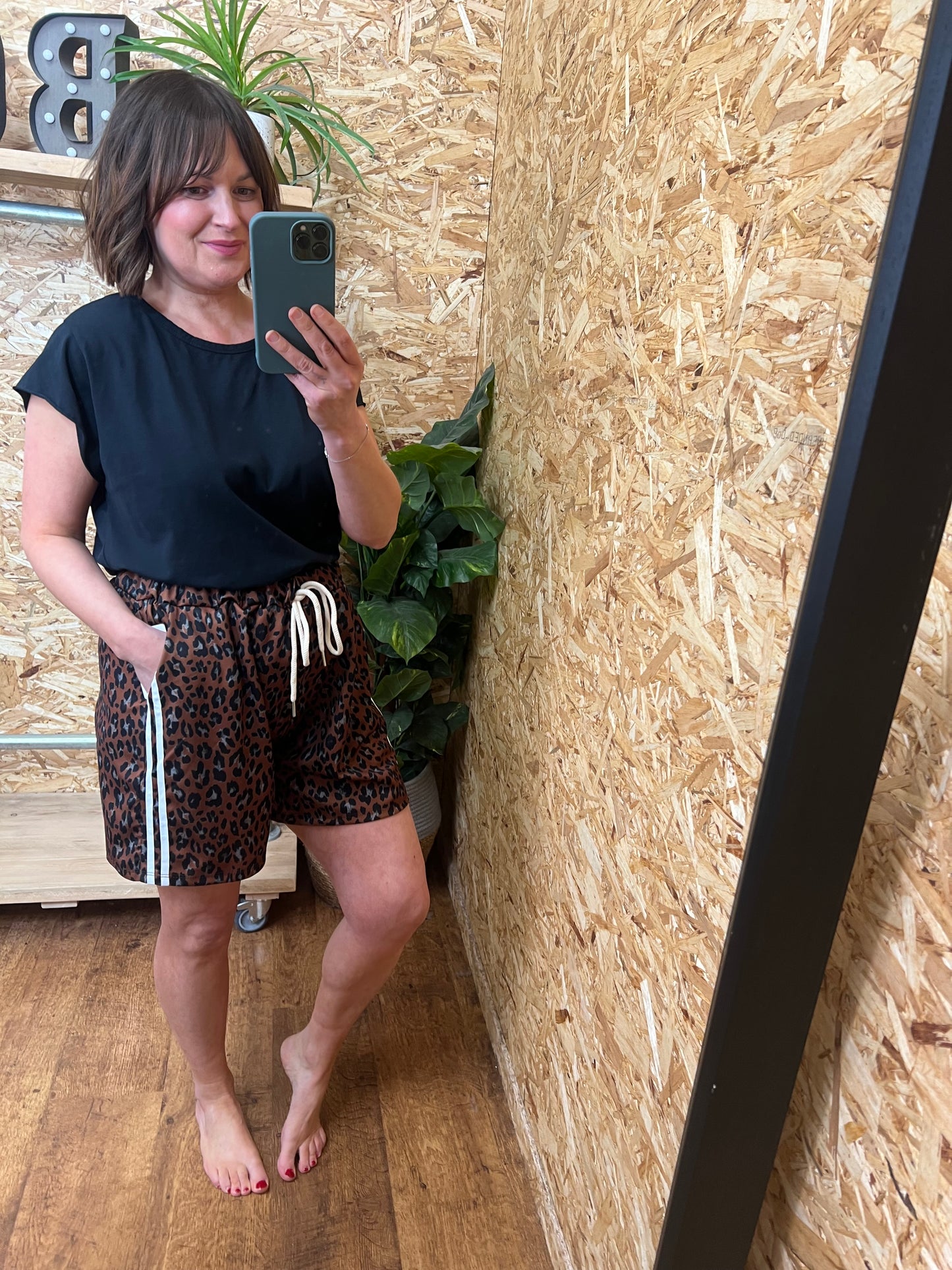 Leopard Side Stripe Shorts