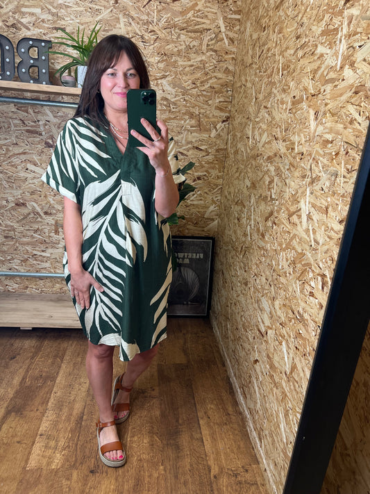 Palm Print Tunic Dress