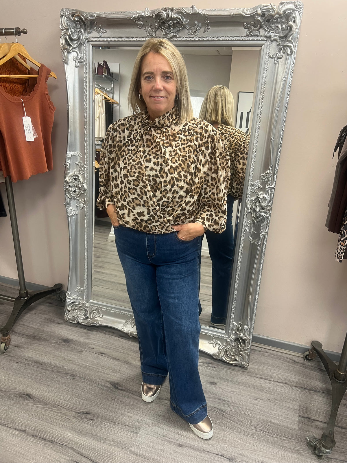 Leopard Tie Back Blouse