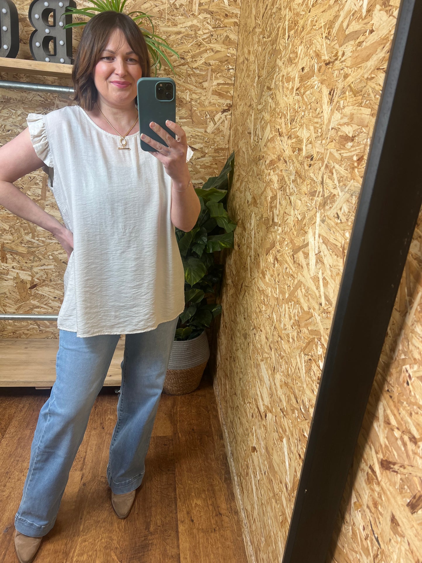 Lucie Frill Button Back Top