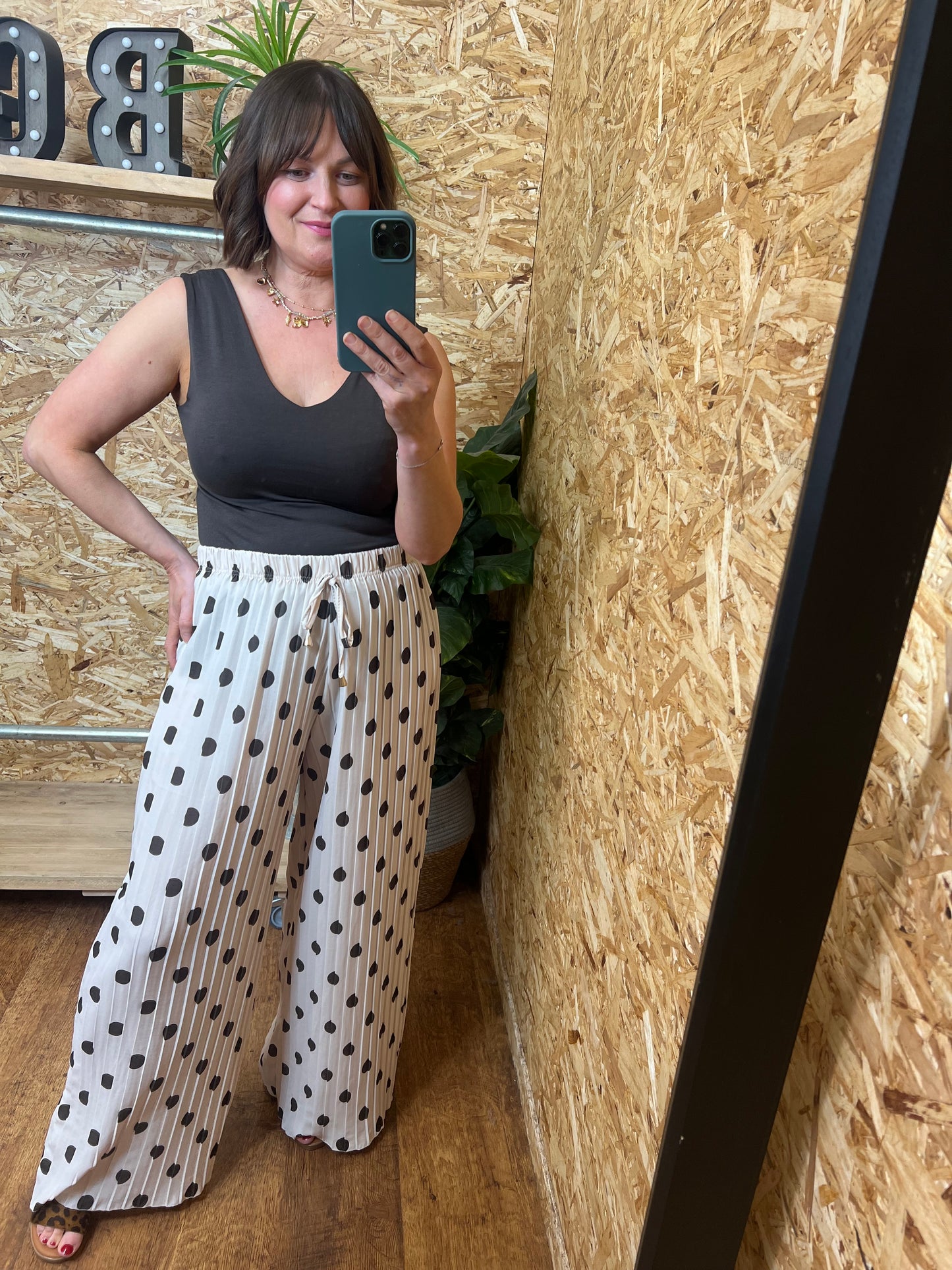 Polka Dot Pleated Trousers