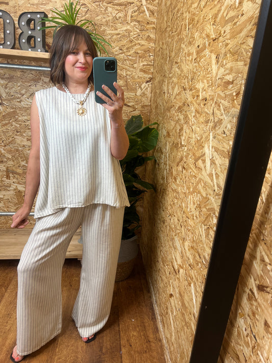 Stripe Button Back Top