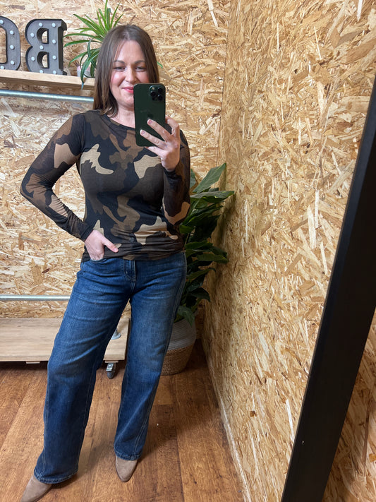Camo Print Cashmere Mix Top