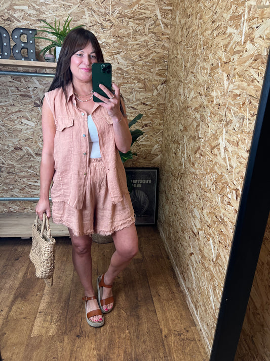 Athena Linen Sleeveless Shirt