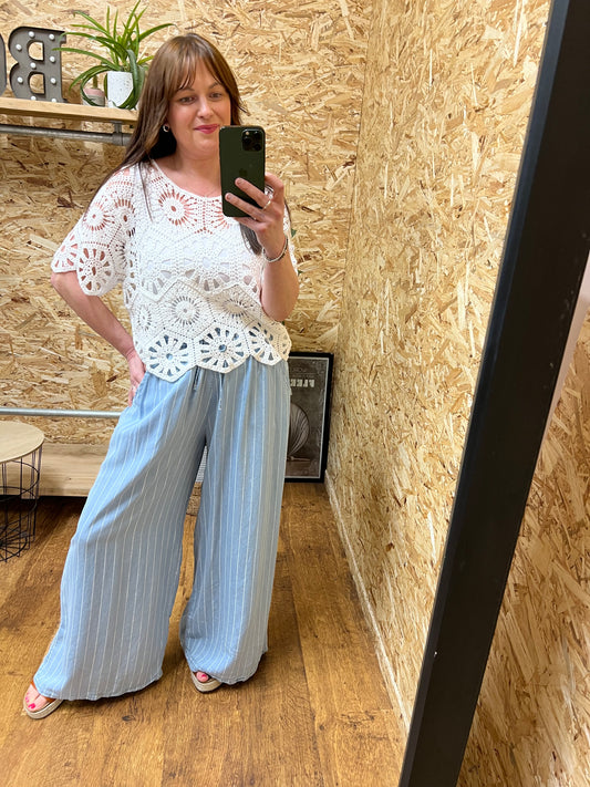 Stripe Wide Leg Trousers