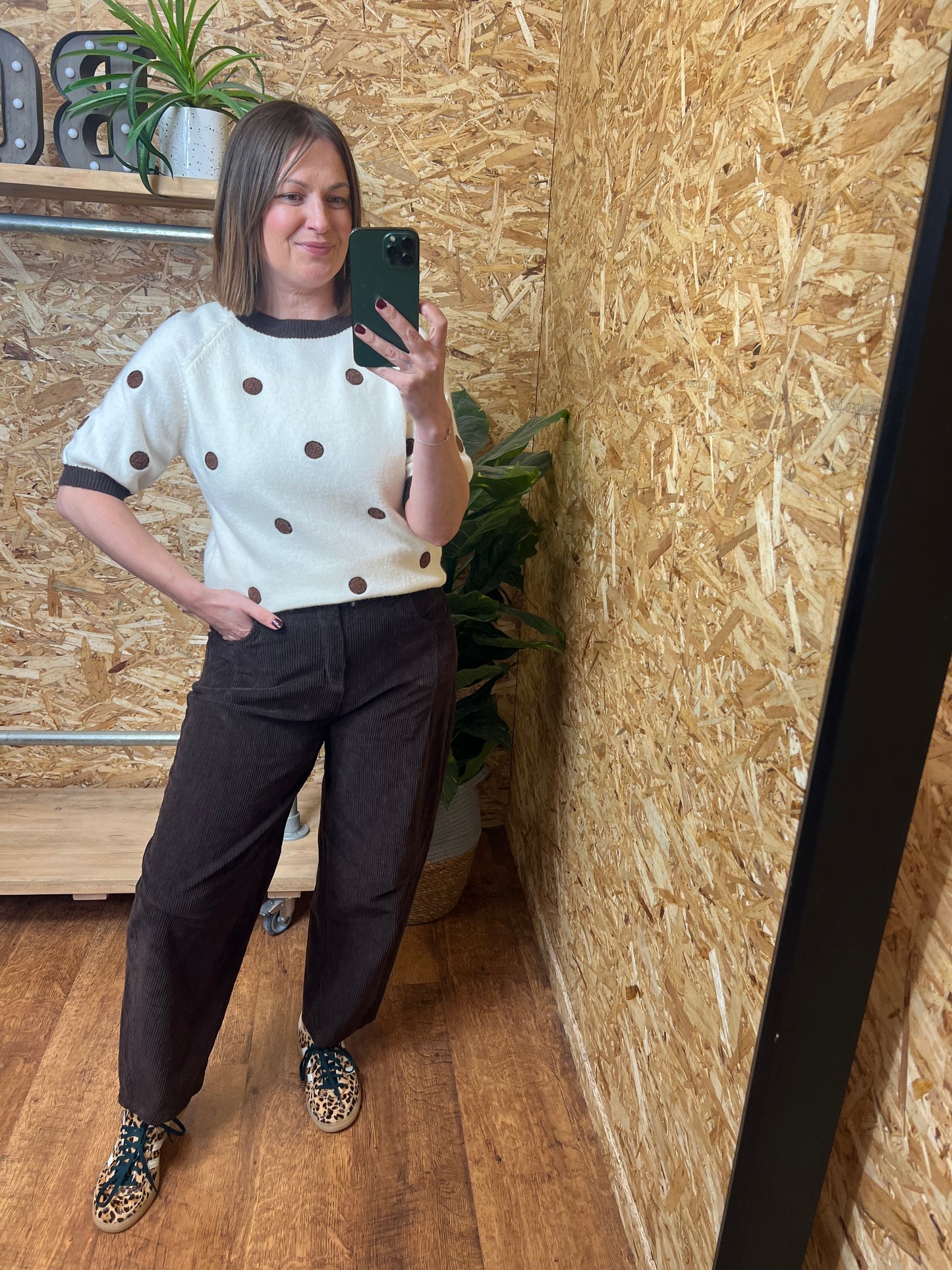 Cord Barrel Leg Trousers