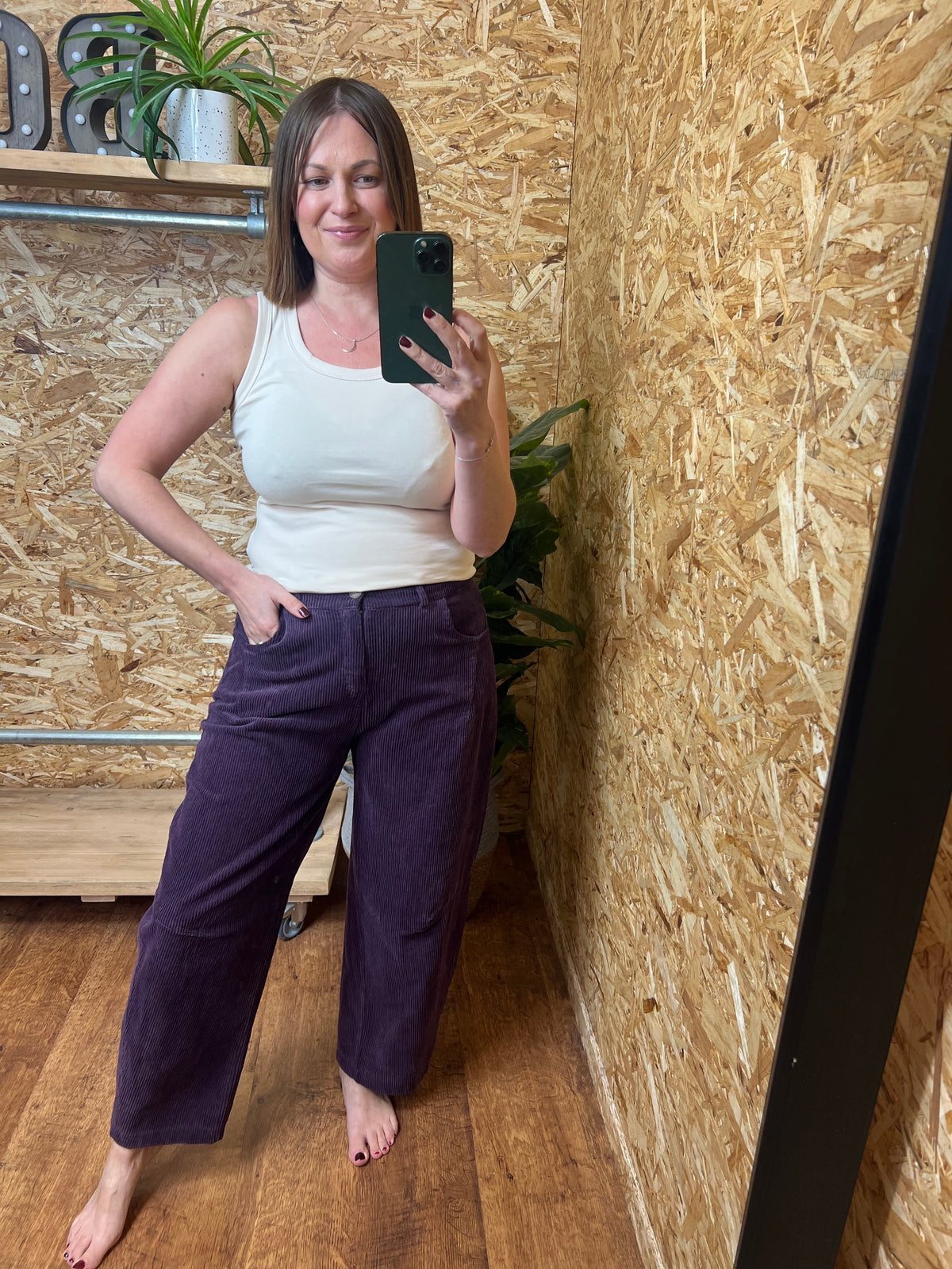 Cord Barrel Leg Trousers