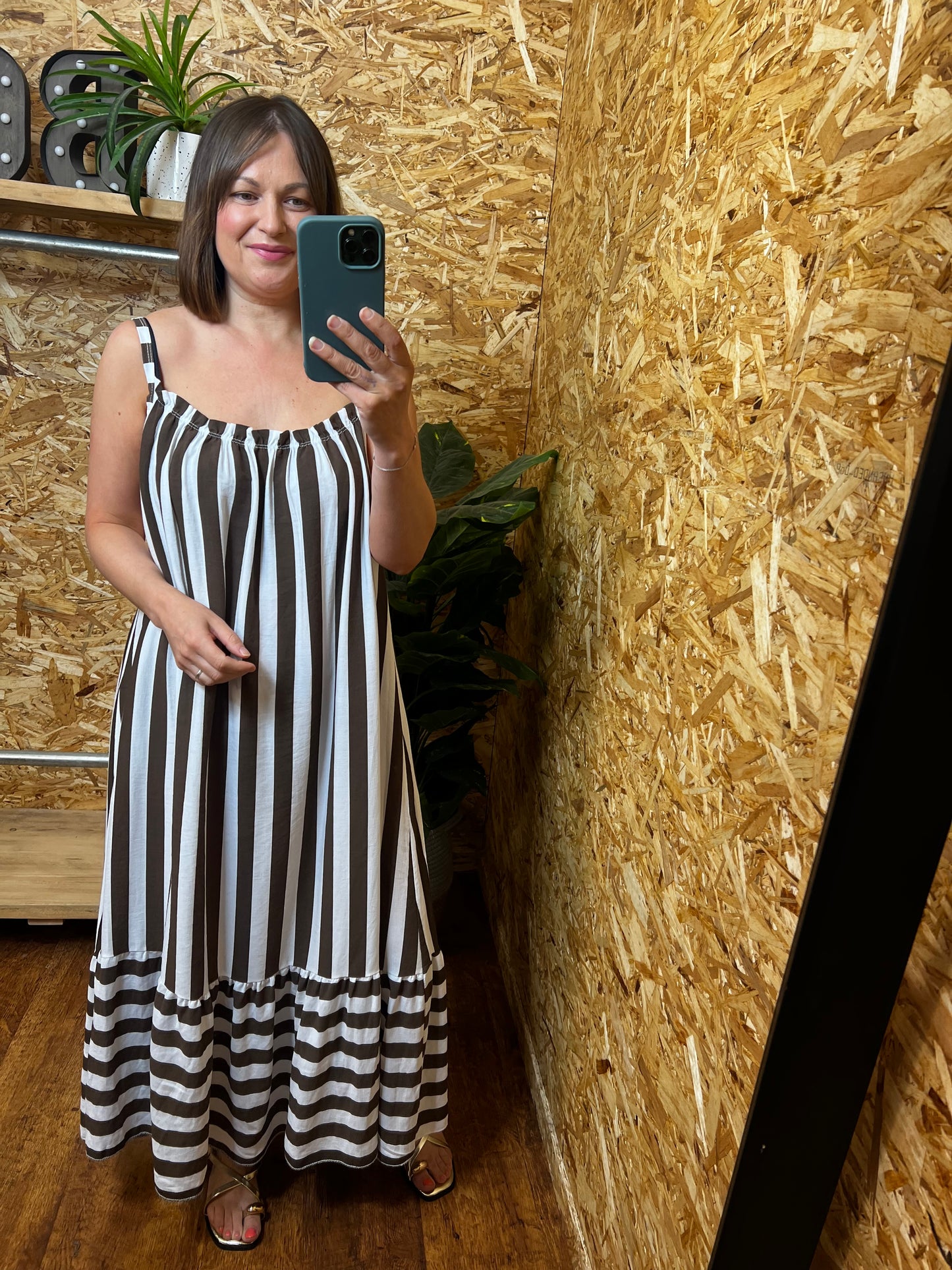 Stripe Maxi Dress - Chocolate