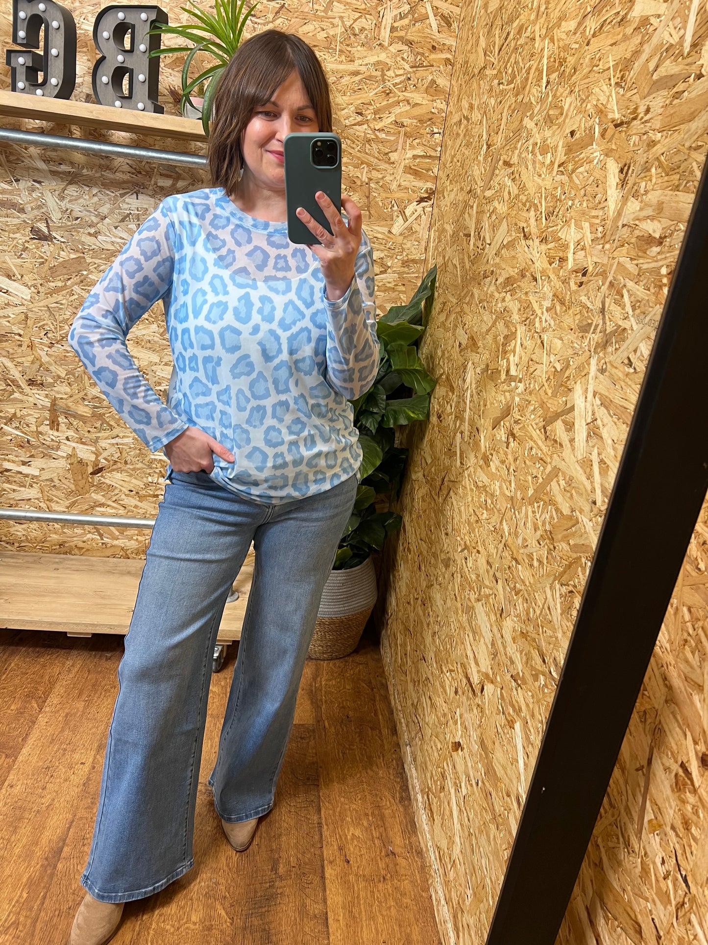 Lena Animal Print Mesh Top