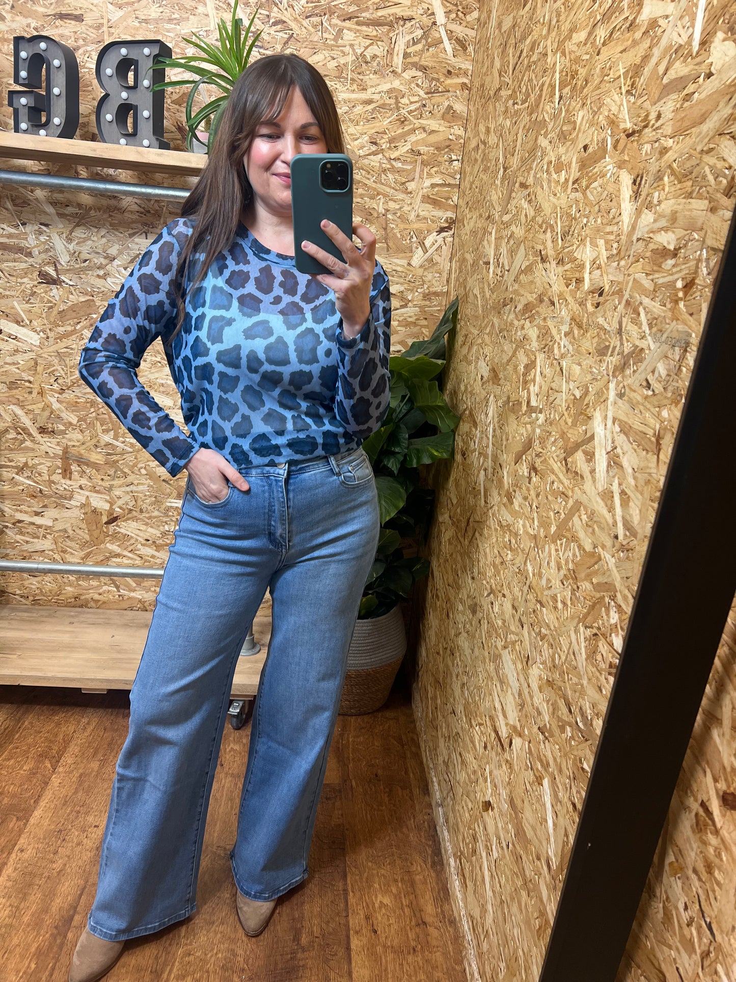 Lena Animal Print Mesh Top