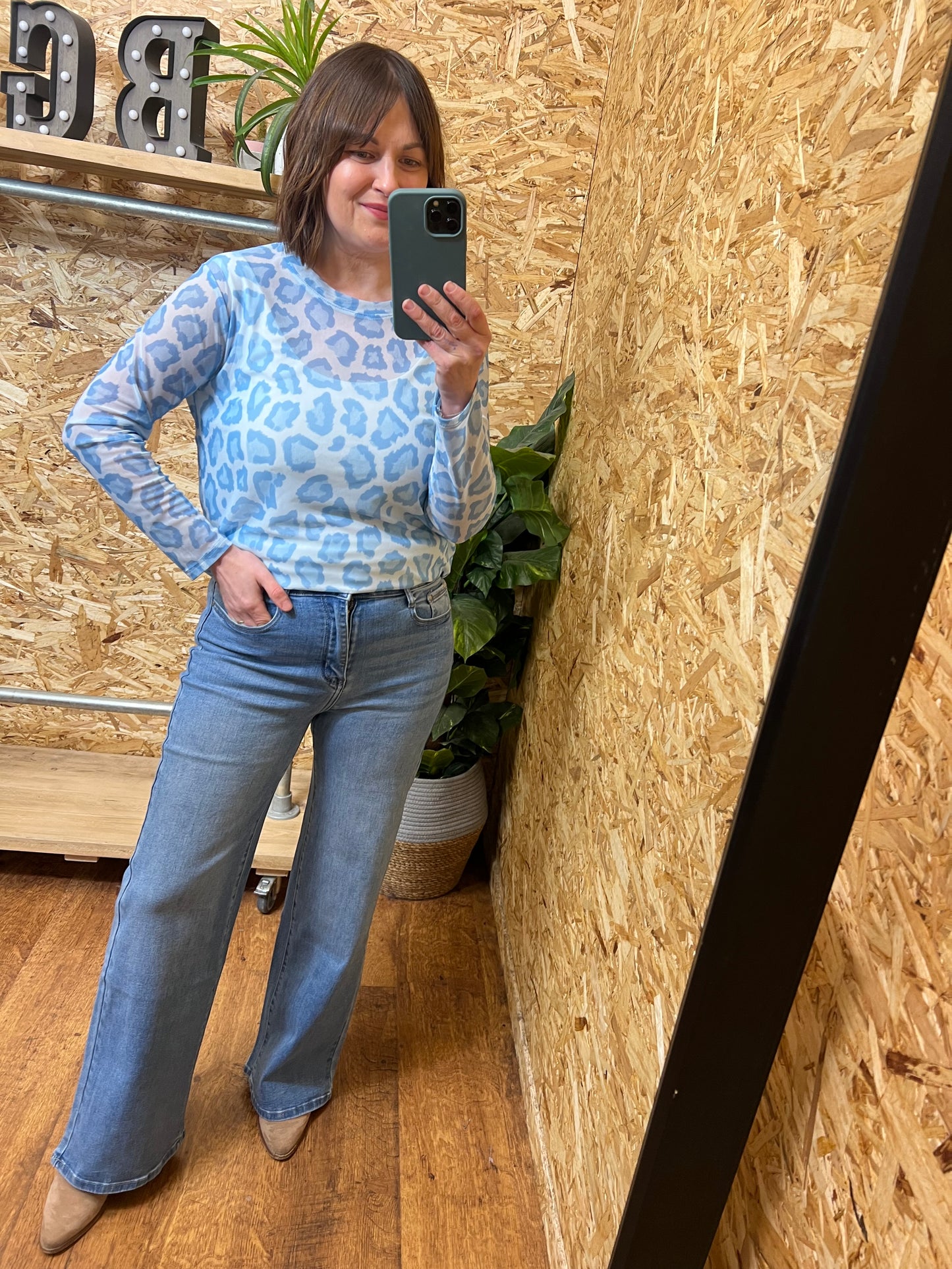 Lena Animal Print Mesh Top